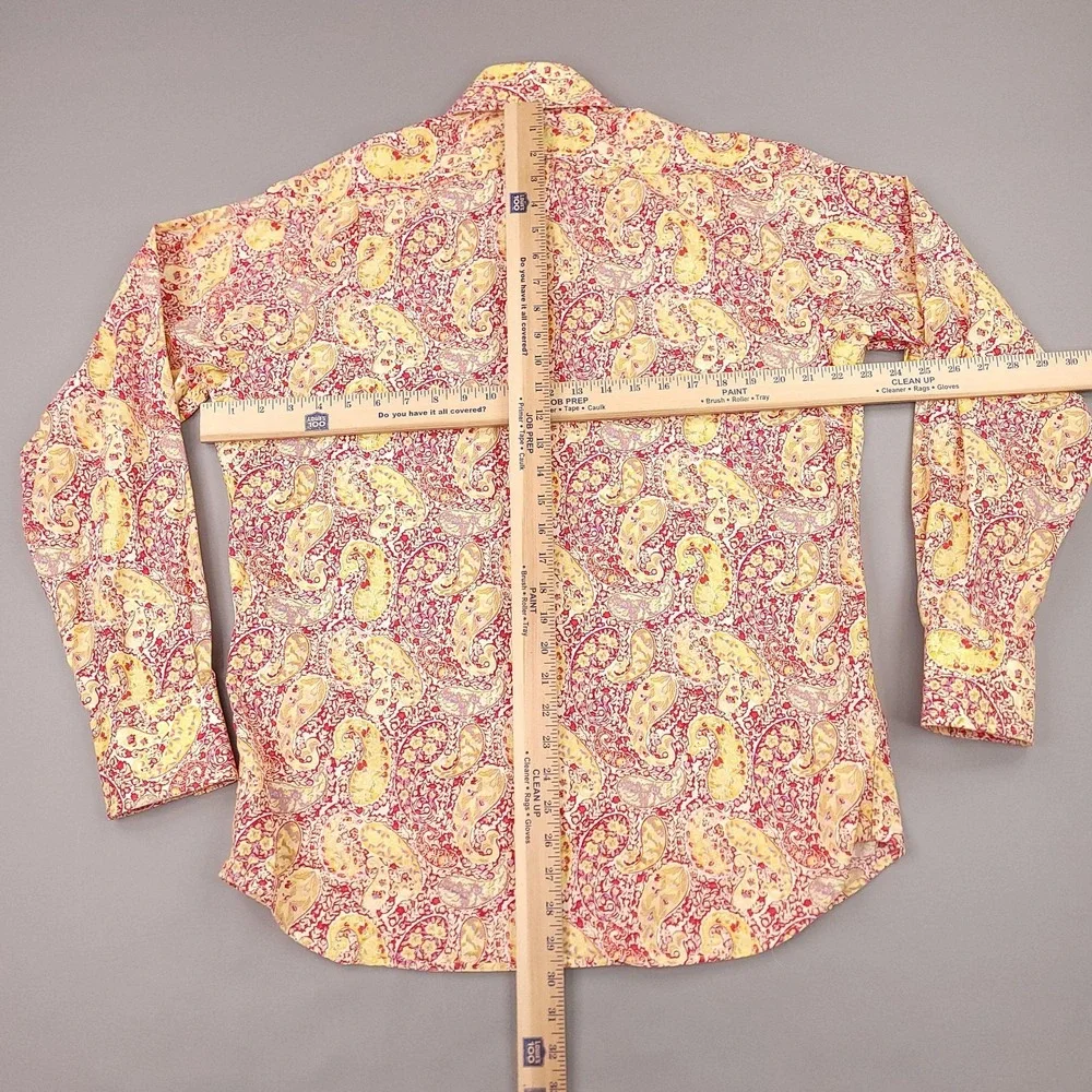 Banana Republic Shirt Mens Medium Red Paisley Floral Long Sleeve Button Front